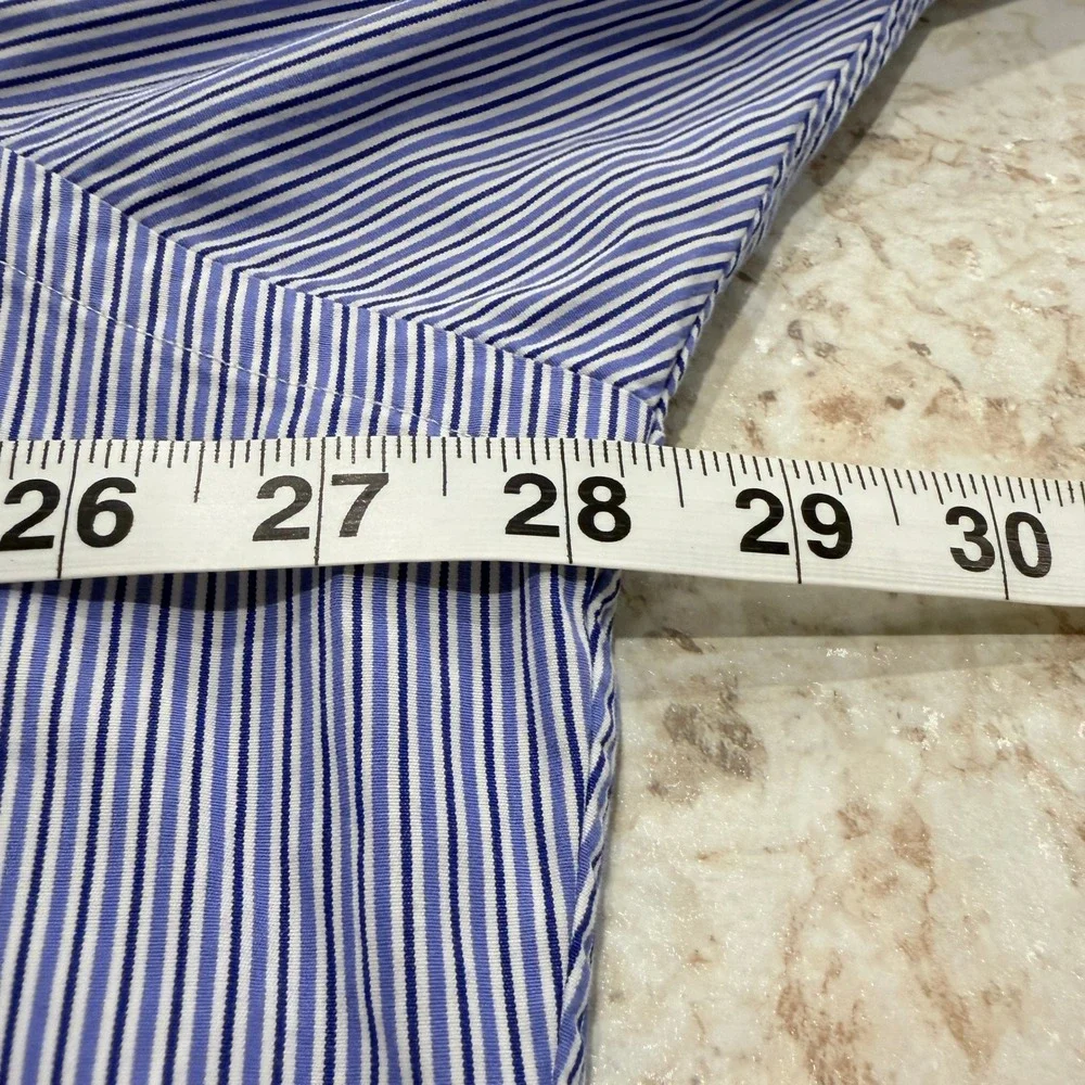 Polo Ralph Lauren Button Down Shirt 17.5 34/35 Blue White Striped Regent Classic
